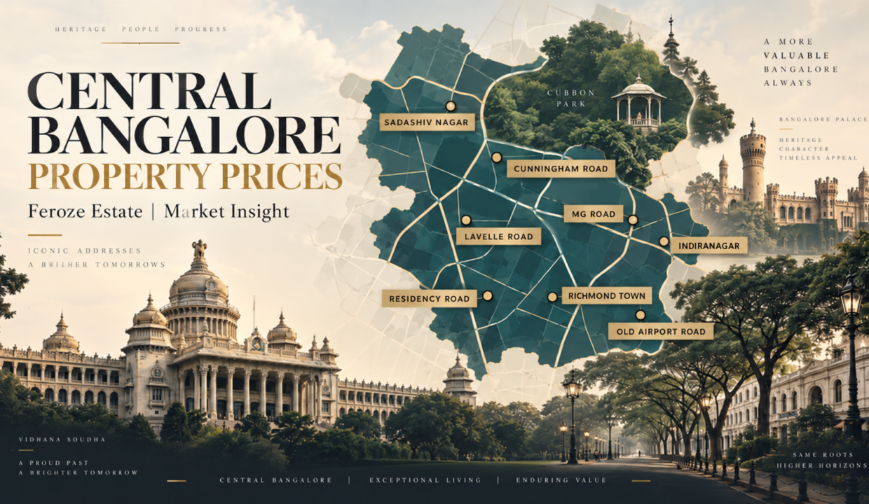 Central Bangalore property prices market insight map featuring key central Bengaluru locations and landmarks