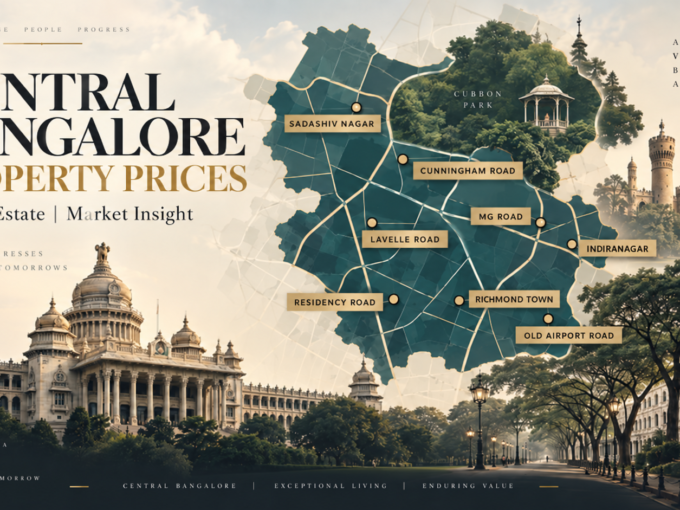 Central Bangalore property prices market insight map featuring key central Bengaluru locations and landmarks