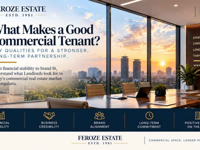 Good commercial tenant guide for Bangalore landlords by Feroze Estate, highlighting financial strength, suitable use, lease tenure, responsible occupation and long-term value.