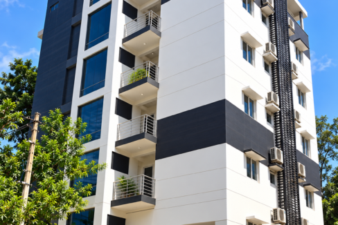 Modern commercial building exterior on Outer Ring Road, Bangalore
